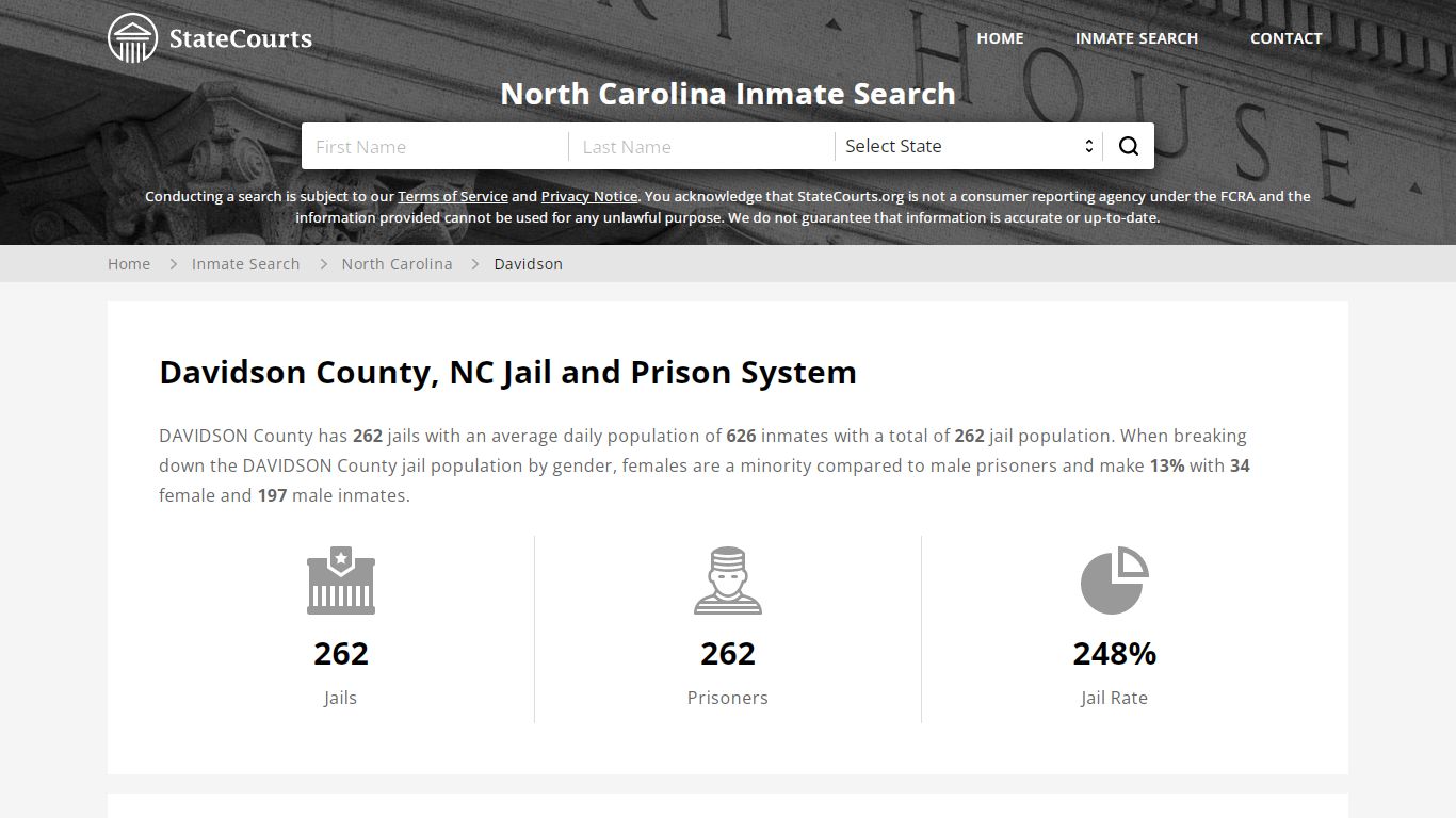 Davidson County, NC Inmate Search - StateCourts